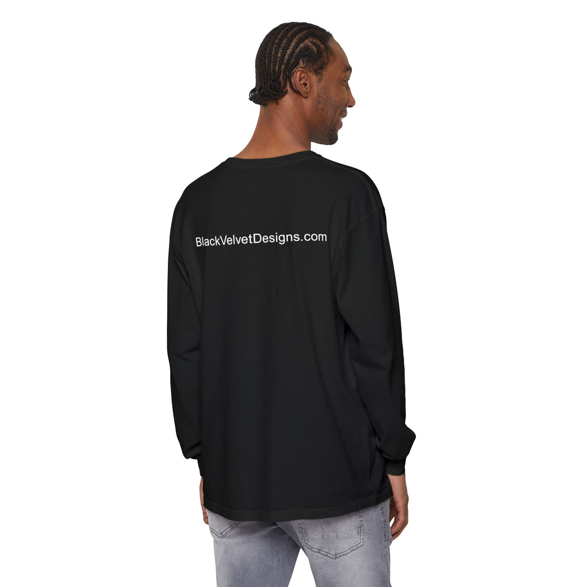 Black Velvet Script Logo Long Sleeve Tee | Logo Long Sleeve