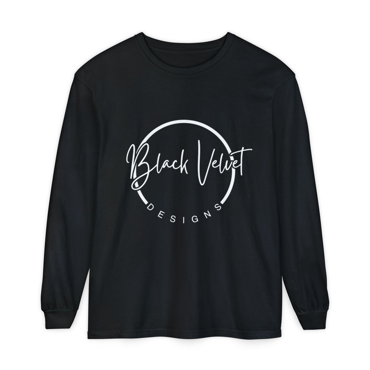 Black Velvet Script Logo Long Sleeve Tee | Logo Long Sleeve