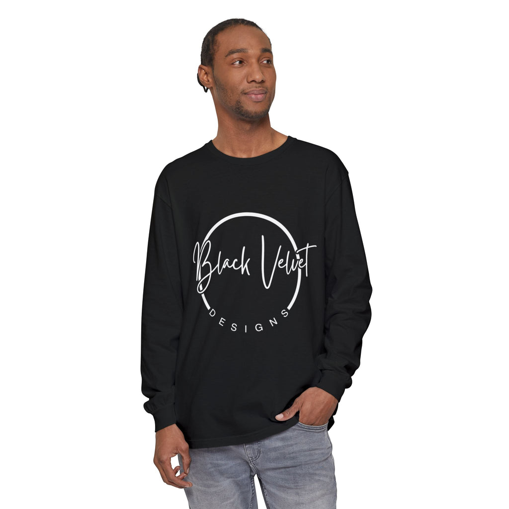 Black Velvet Script Logo Long Sleeve Tee | Logo Long Sleeve